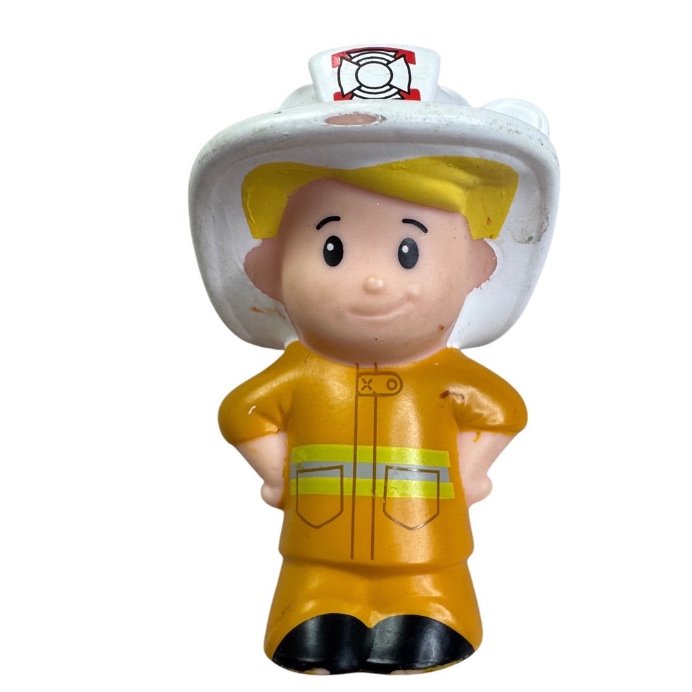 Fisher-Price Little People Firefighter‎ Figure Yellow Uniform Mattel 2012 Toy